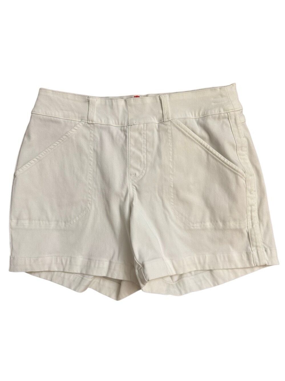 Spanx Stretch Twill Shorts White Elastic Waist Size Small